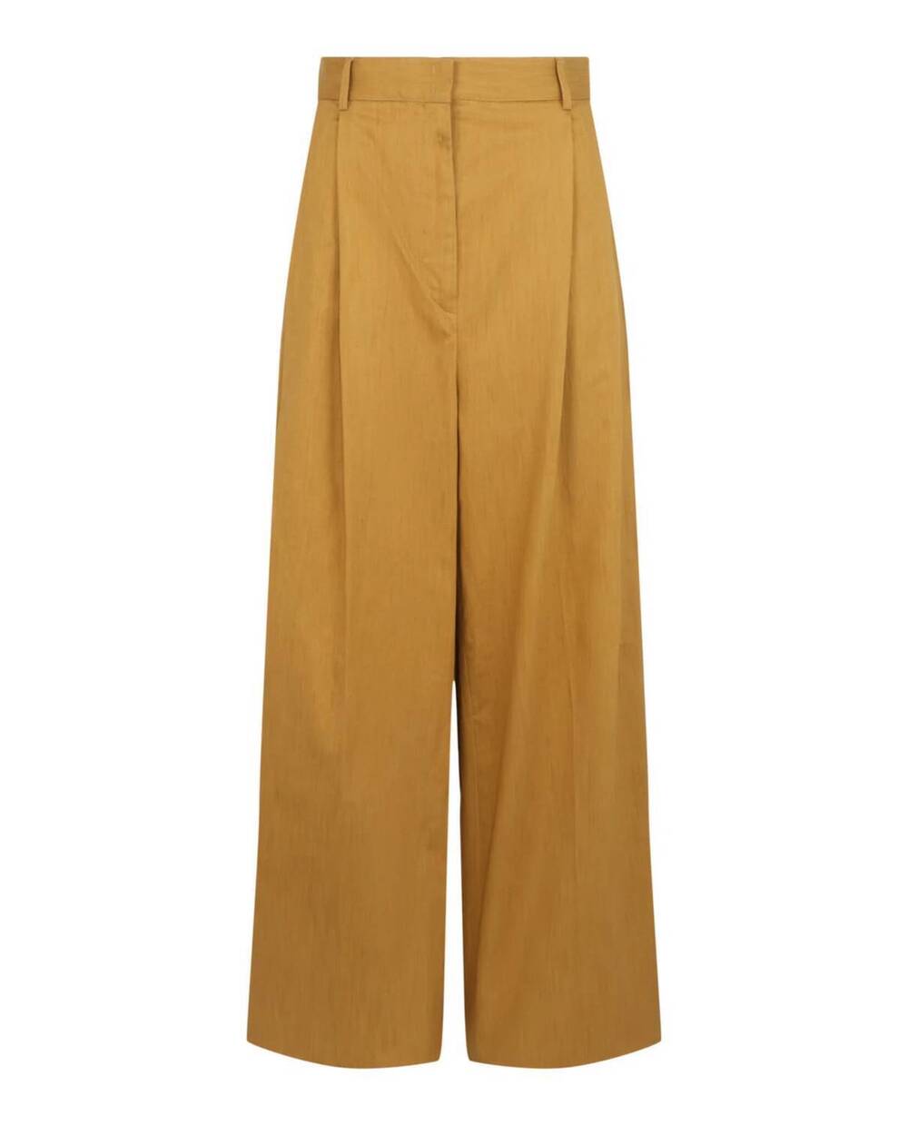 NEW SALVATORE FERRAGAMO women's pleated wide-leg trousers in medium brown